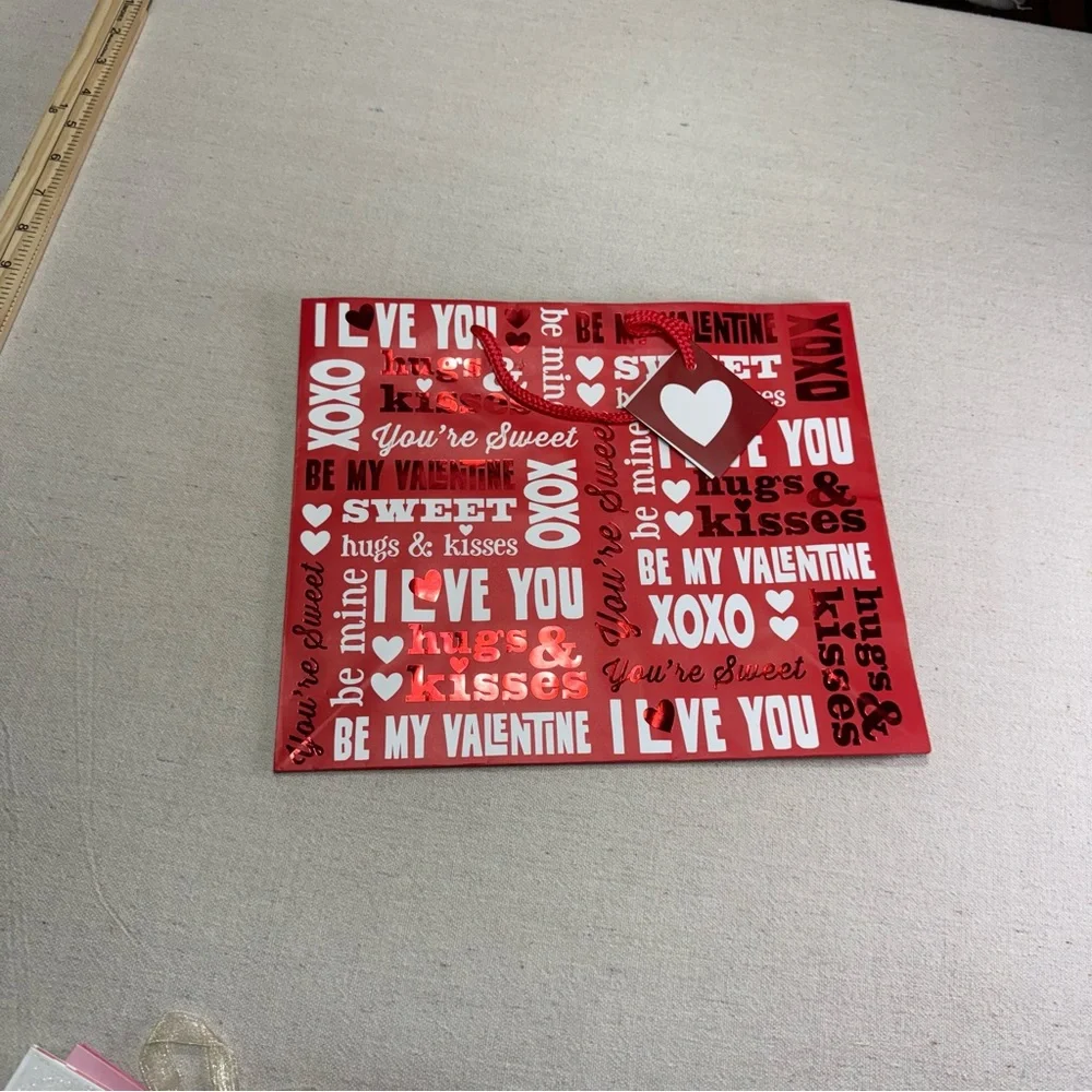 Valentine's Day Assorted Gift Bags - Pink Red White Love Designs - Set of 7